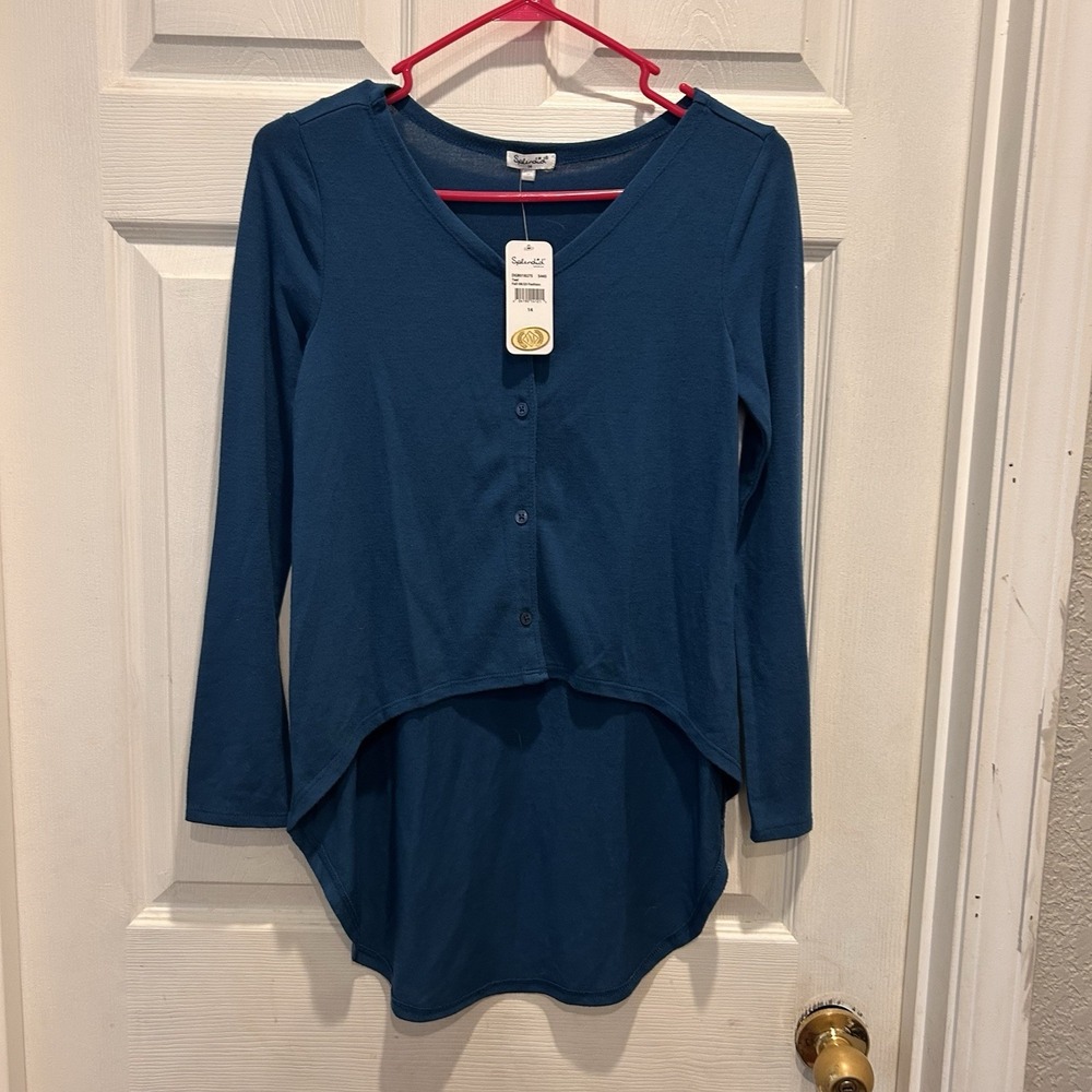 NWT Splendid Women's‎ Teal Hi/Lo Cardigan Size 14 Balletcore